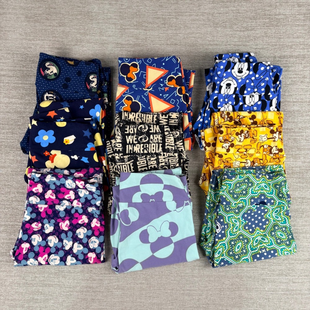 NEW LuLaRoe Disney Pixar Mickey Minnie Mouse Leggings Lot Womens OS 9 Pair NWOT